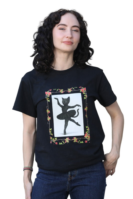 T-Shirt Short Sleeve Gothic Cat Ballerina
