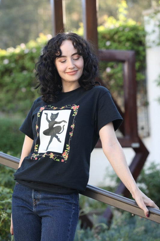 T-Shirt Short Sleeve Gothic Cat Ballerina